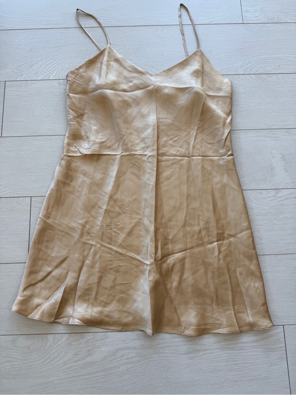 Vintage delicates 100% silk  Slip Mini Dress in Champagne Gold